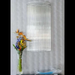 Casa Padrino Luxus Barock Kristall Wandleuchte Silber 60 x 18 x H. 120 cm - Prunkvolle Messing Wandleuchte mit böhmischem Kristallglas - Barock Möbel - Edel & Prunkvoll