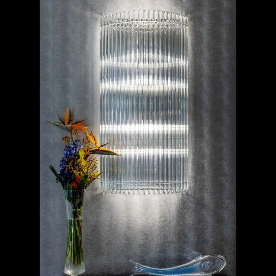 Casa Padrino Luxus Barock Kristall Wandleuchte Silber 60 x 18 x H. 120 cm - Prunkvolle Messing Wandleuchte mit böhmischem Kristallglas - Barock Möbel - Edel & Prunkvoll