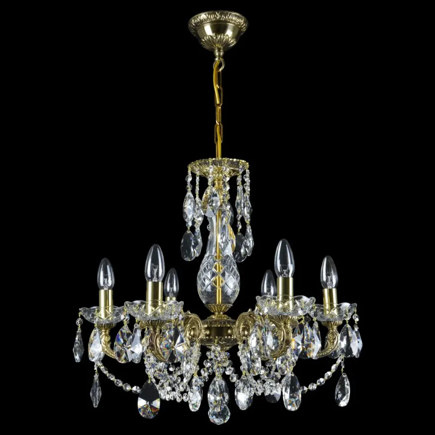 Casa Padrino Luxus Barock Kristall Kronleuchter Gold Ø 54 x H. 52 cm - Prunkvolle Messing Kronleuchter mit böhmischem Kristallglas - Barock Möbel - Edel & Prunkvoll