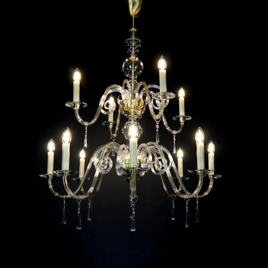 Casa Padrino Luxus Barock Kristall Kronleuchter Silber Ø 90 x H. 105 cm - Prunkvolle Messing Kronleuchter mit böhmischem Kristallglas - Barock Möbel - Edel & Prunkvoll