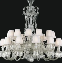 Casa Padrino Luxus Barock Kristallglas Kronleuchter Silber / Weiß Ø 110 x H. 120 cm - Hotel & Restaurant Kronleuchter - Edel & Prunkvoll