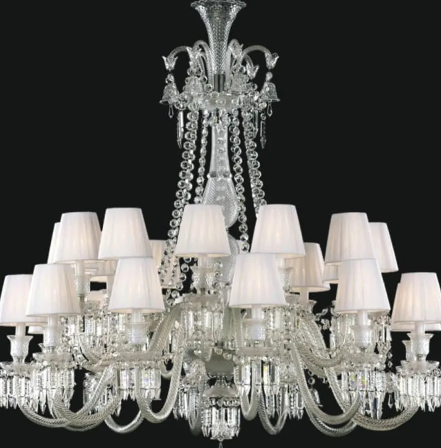 Casa Padrino Luxus Barock Kristallglas Kronleuchter Silber / Weiß Ø 110 x H. 120 cm - Hotel & Restaurant Kronleuchter - Edel & Prunkvoll