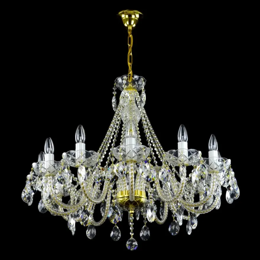 Casa Padrino Luxus Barock Kristall Kronleuchter Gold Ø 85 x H. 60 cm - Prunkvolle Messing Kronleuchter mit böhmischem Kristallglas - Barock Möbel - Edel & Prunkvoll
