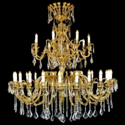 Casa Padrino Luxus Barock Kristall Kronleuchter Gold Ø 150 x H. 140 cm - Prunkvolle Messing Kronleuchter mit böhmischem Kristallglas - Barock Möbel - Edel & Prunkvoll