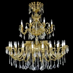 Casa Padrino Luxus Barock Kristall Kronleuchter Gold Ø 150 x H. 140 cm - Prunkvolle Messing Kronleuchter mit böhmischem Kristallglas - Barock Möbel - Edel & Prunkvoll