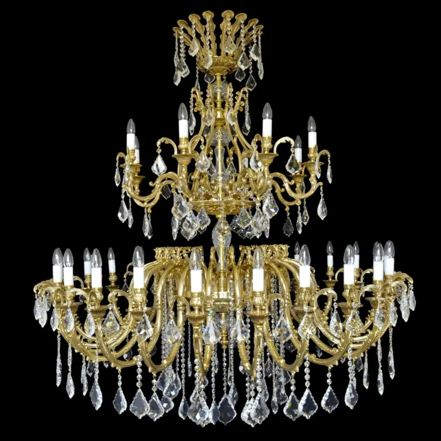 Casa Padrino Luxus Barock Kristall Kronleuchter Gold Ø 150 x H. 140 cm - Prunkvolle Messing Kronleuchter mit böhmischem Kristallglas - Barock Möbel - Edel & Prunkvoll