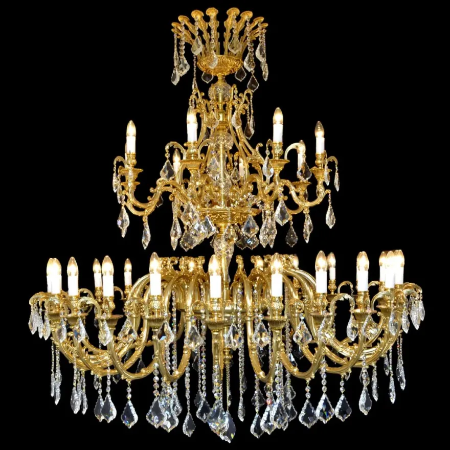 Casa Padrino Luxus Barock Kristall Kronleuchter Gold Ø 150 x H. 140 cm - Prunkvolle Messing Kronleuchter mit böhmischem Kristallglas - Barock Möbel - Edel & Prunkvoll