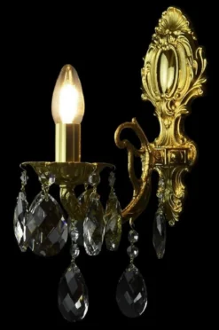 Casa Padrino Luxus Barock Kristall Wandleuchte Gold 12 x 24 x H. 38 cm - Barockstil Wandlampe mit Kristall Behängen - Barock Leuchten - Edel & Prunkvoll