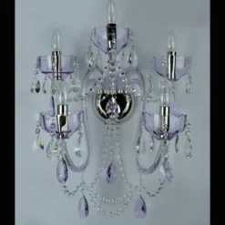 Casa Padrino Luxus Barock Kristall Wandleuchte Silber 43 x 24 x H. 55 cm - Prunkvolle Messing Wandleuchte mit böhmischem Kristallglas - Barock Möbel - Edel & Prunkvoll