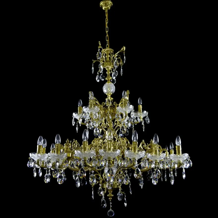 Casa Padrino Luxus Barock Kristall Kronleuchter Gold Ø 125 x H. 130 cm - Prunkvolle Messing Kronleuchter mit böhmischem Kristallglas - Barock Möbel - Edel & Prunkvoll