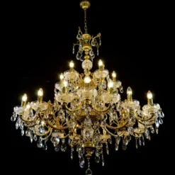 Casa Padrino Luxus Barock Kristall Kronleuchter Gold Ø 125 x H. 130 cm - Prunkvolle Messing Kronleuchter mit böhmischem Kristallglas - Barock Möbel - Edel & Prunkvoll