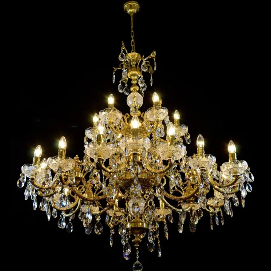 Casa Padrino Luxus Barock Kristall Kronleuchter Gold Ø 125 x H. 130 cm - Prunkvolle Messing Kronleuchter mit böhmischem Kristallglas - Barock Möbel - Edel & Prunkvoll