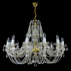 Casa Padrino Luxus Barock Kristall Kronleuchter Gold Ø 77 x H. 47 cm - Prunkvolle Messing Kronleuchter mit böhmischem Kristallglas - Barock Möbel - Edel & Prunkvoll