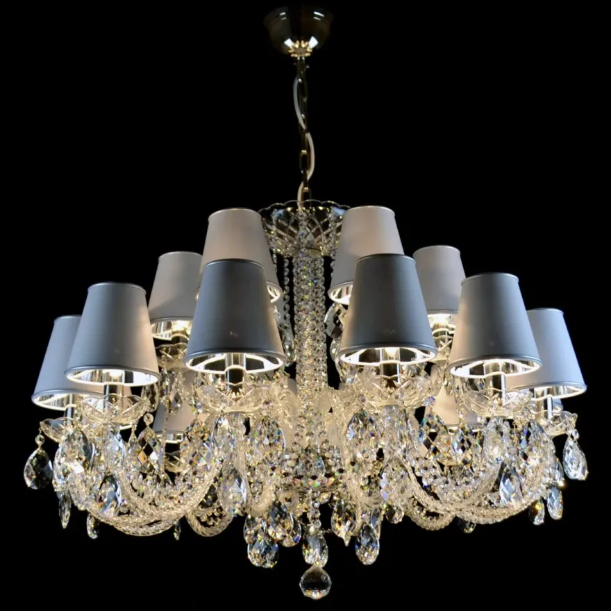Casa Padrino Luxus Barock Kristall Kronleuchter Silber Ø 88 x H. 65 cm - Prunkvolle Messing Kronleuchter mit böhmischem Kristallglas - Barock Möbel - Edel & Prunkvoll