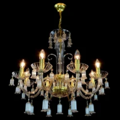 Casa Padrino Luxus Barock Kristall Kronleuchter Gold Ø 68 x H. 58 cm - Prunkvolle Messing Kronleuchter mit böhmischem Kristallglas - Barock Möbel - Edel & Prunkvoll