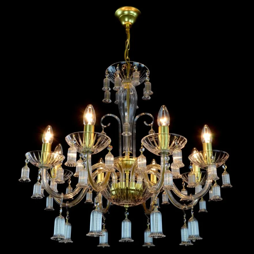 Casa Padrino Luxus Barock Kristall Kronleuchter Gold Ø 68 x H. 58 cm - Prunkvolle Messing Kronleuchter mit böhmischem Kristallglas - Barock Möbel - Edel & Prunkvoll