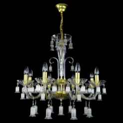 Casa Padrino Luxus Barock Kristall Kronleuchter Gold Ø 68 x H. 58 cm - Prunkvolle Messing Kronleuchter mit böhmischem Kristallglas - Barock Möbel - Edel & Prunkvoll