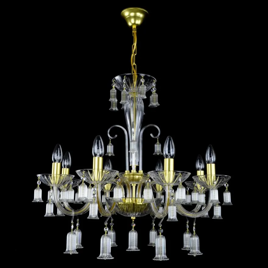 Casa Padrino Luxus Barock Kristall Kronleuchter Gold Ø 68 x H. 58 cm - Prunkvolle Messing Kronleuchter mit böhmischem Kristallglas - Barock Möbel - Edel & Prunkvoll