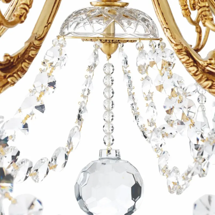 Casa Padrino Luxus Barock Kristall Kronleuchter Antik Gold Ø 80 x H. 116 cm - Luxus Qualität
