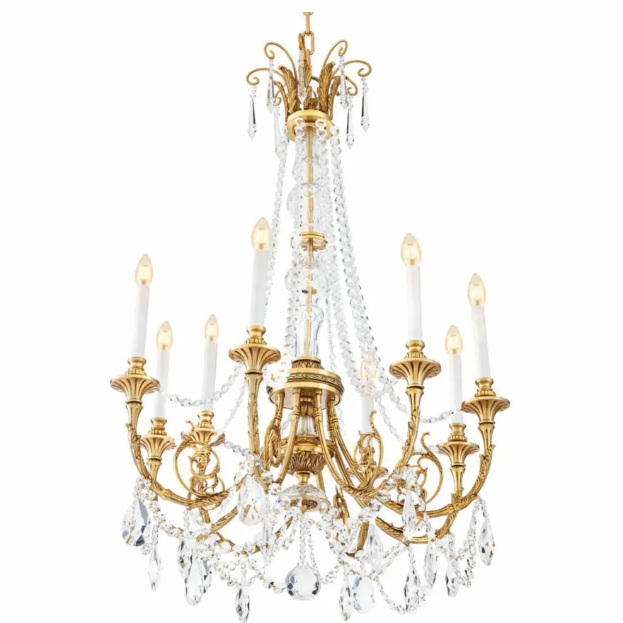 Casa Padrino Luxus Barock Kristall Kronleuchter Antik Gold Ø 80 x H. 116 cm - Luxus Qualität