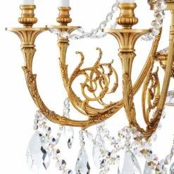 Casa Padrino Luxus Barock Kristall Kronleuchter Antik Gold Ø 80 x H. 116 cm - Luxus Qualität