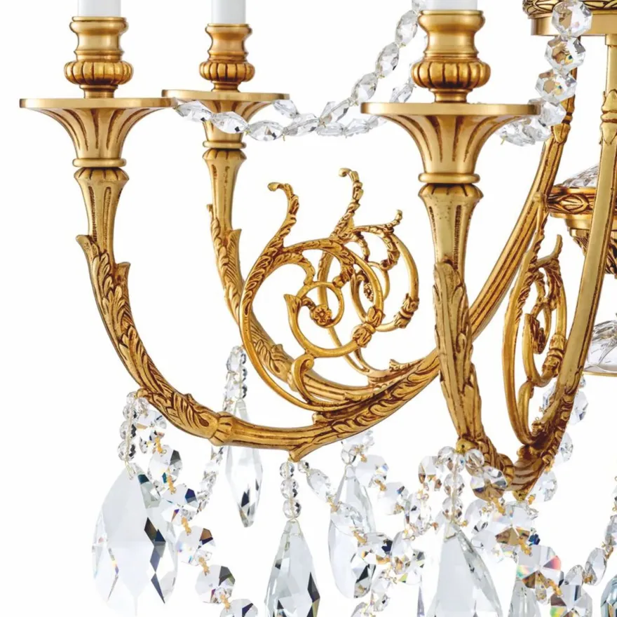 Casa Padrino Luxus Barock Kristall Kronleuchter Antik Gold Ø 80 x H. 116 cm - Luxus Qualität