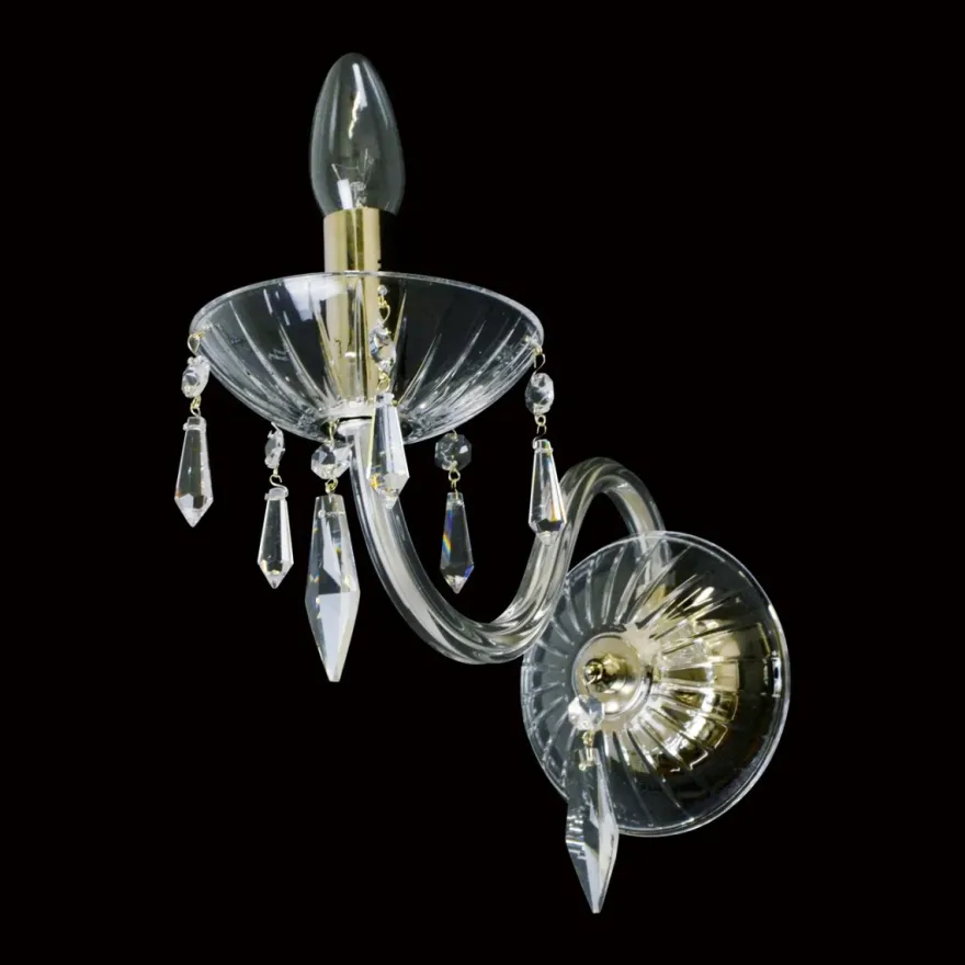 Casa Padrino Luxus Barock Kristall Wandleuchte Gold 12 x 21 x H. 28 cm - Prunkvolle Messing Wandleuchte mit böhmischem Kristallglas - Barock Möbel - Edel & Prunkvoll