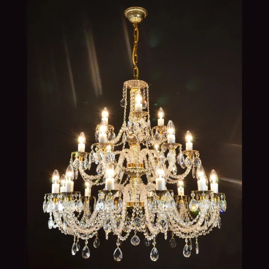 Casa Padrino Luxus Barock Kristall Kronleuchter Gold Ø 90 x H. 100 cm - Prunkvolle Messing Kronleuchter mit böhmischem Kristallglas - Barock Möbel - Edel & Prunkvoll