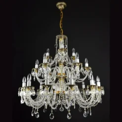 Casa Padrino Luxus Barock Kristall Kronleuchter Gold Ø 90 x H. 100 cm - Prunkvolle Messing Kronleuchter mit böhmischem Kristallglas - Barock Möbel - Edel & Prunkvoll