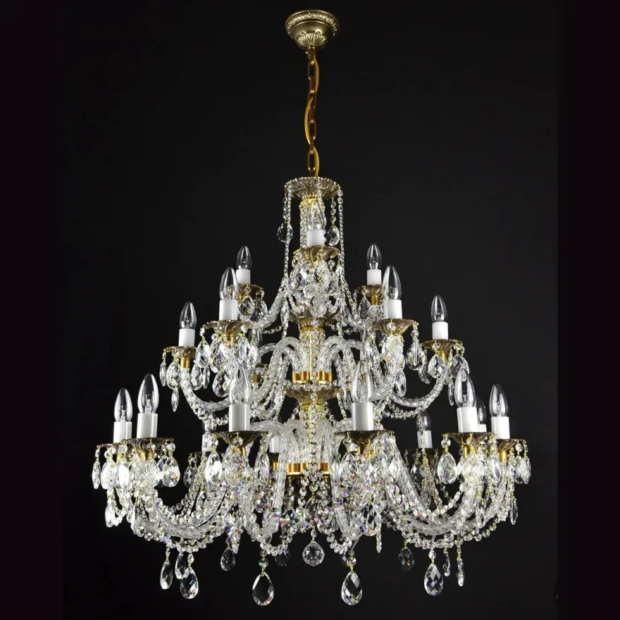 Casa Padrino Luxus Barock Kristall Kronleuchter Gold Ø 90 x H. 100 cm - Prunkvolle Messing Kronleuchter mit böhmischem Kristallglas - Barock Möbel - Edel & Prunkvoll