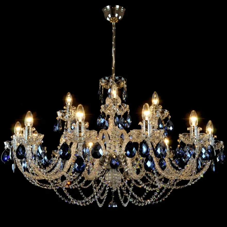 Casa Padrino Luxus Barock Kristall Kronleuchter Silber Ø 90 x H. 63 cm - Prunkvolle Messing Kronleuchter mit böhmischem Kristallglas - Barock Möbel - Edel & Prunkvoll