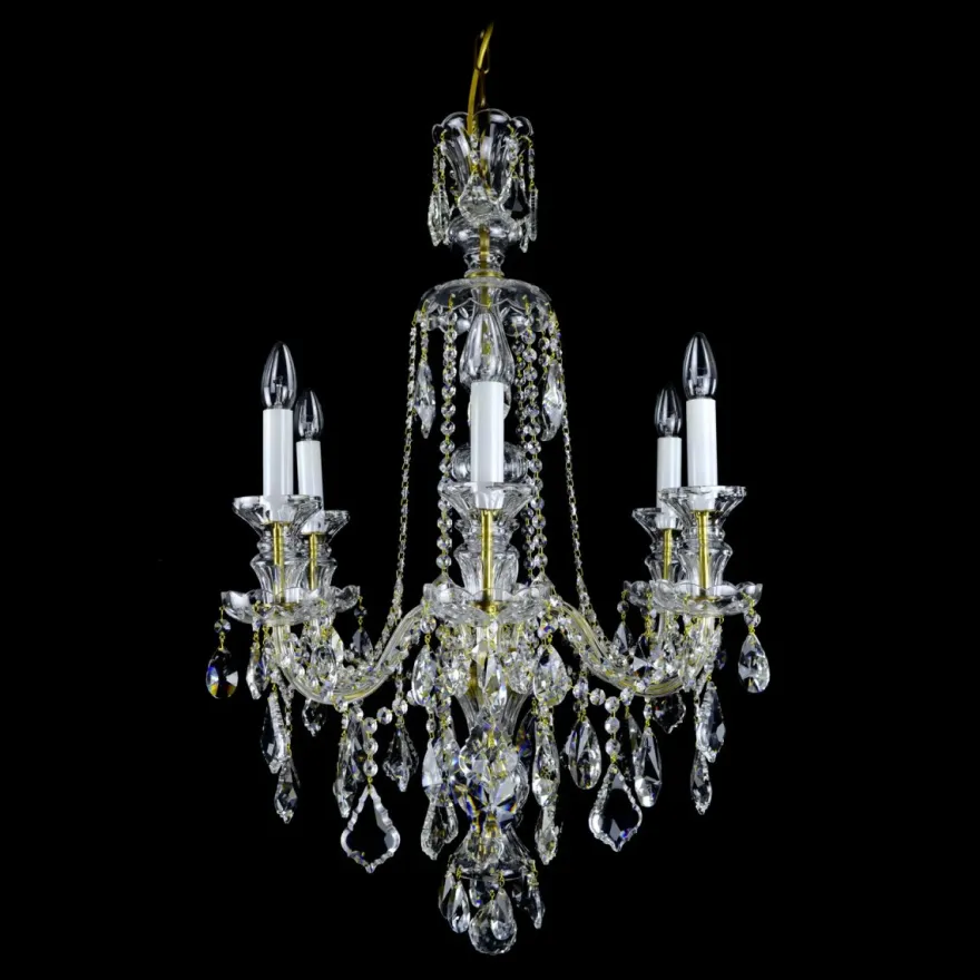 Casa Padrino Luxus Barock Kristall Kronleuchter Gold Ø 56 x H. 87 cm - Prunkvolle Messing Kronleuchter mit böhmischem Kristallglas - Barock Möbel - Edel & Prunkvoll