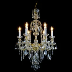 Casa Padrino Luxus Barock Kristall Kronleuchter Gold Ø 56 x H. 87 cm - Prunkvolle Messing Kronleuchter mit böhmischem Kristallglas - Barock Möbel - Edel & Prunkvoll
