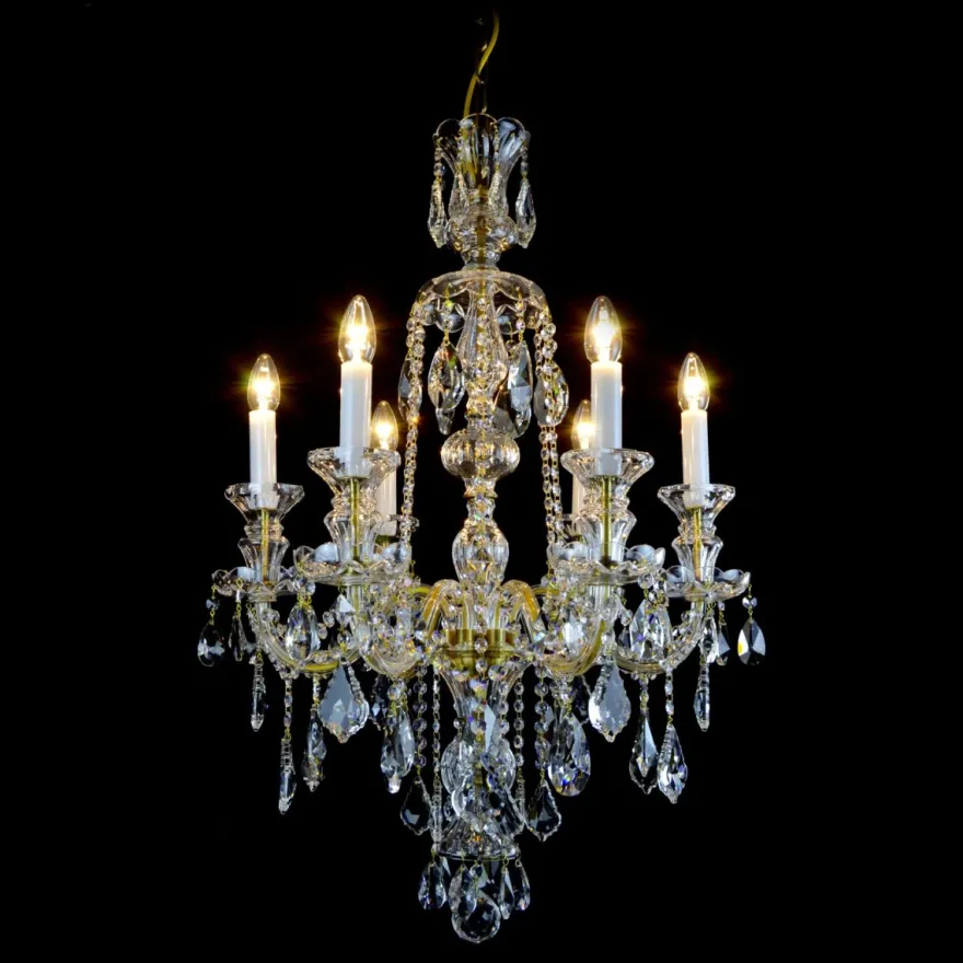 Casa Padrino Luxus Barock Kristall Kronleuchter Gold Ø 56 x H. 87 cm - Prunkvolle Messing Kronleuchter mit böhmischem Kristallglas - Barock Möbel - Edel & Prunkvoll
