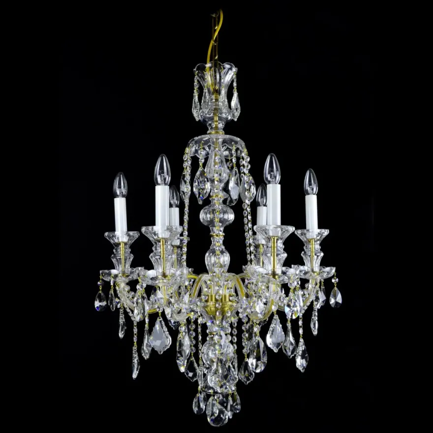 Casa Padrino Luxus Barock Kristall Kronleuchter Gold Ø 56 x H. 87 cm - Prunkvolle Messing Kronleuchter mit böhmischem Kristallglas - Barock Möbel - Edel & Prunkvoll