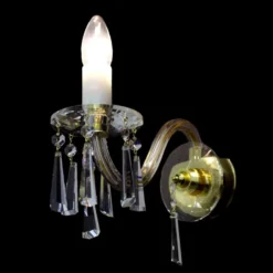 Casa Padrino Luxus Barock Kristall Tischleuchte Gold 10 x 17 x H. 20 cm - Prunkvolle Messing Tischleuchte mit böhmischem Kristallglas - Barock Möbel - Edel & Prunkvoll