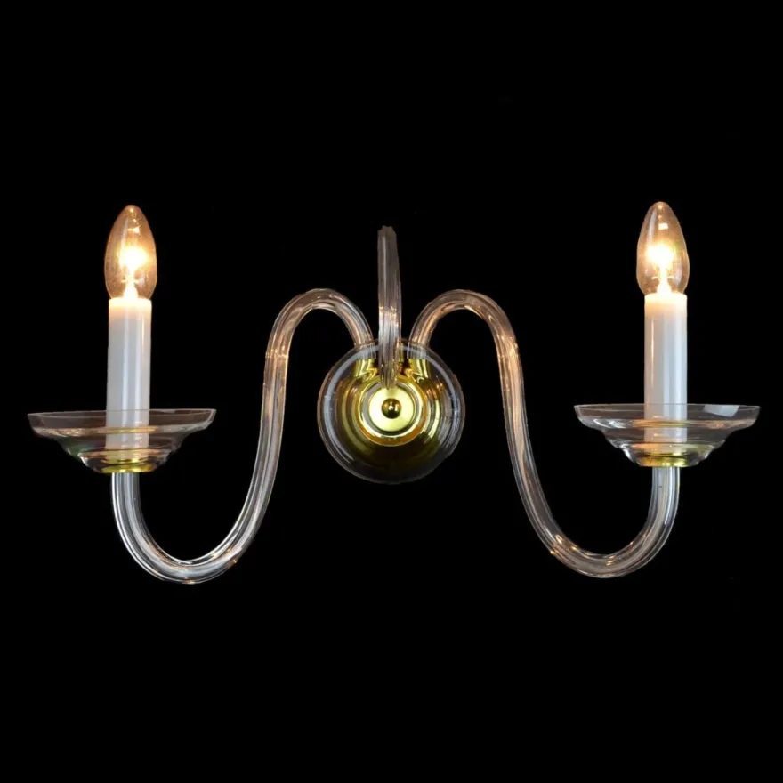 Casa Padrino Luxus Barock Kristall Wandleuchte Gold 36 x 17 x H. 20 cm - Prunkvolle Messing Wandleuchte mit böhmischem Kristallglas - Barock Möbel - Edel & Prunkvoll