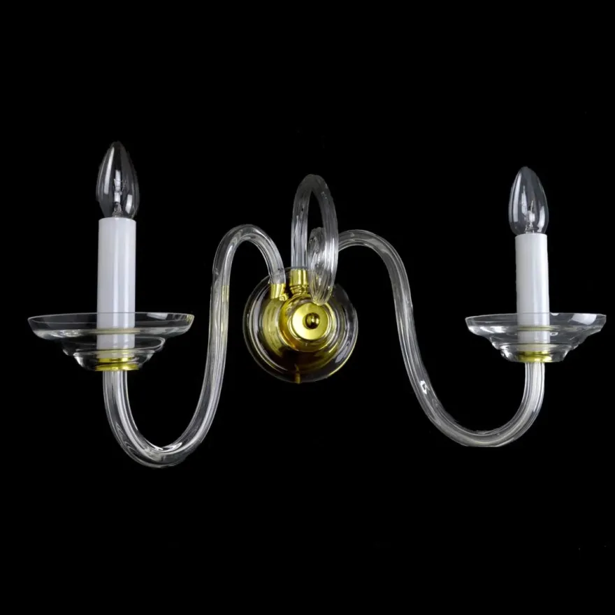 Casa Padrino Luxus Barock Kristall Wandleuchte Gold 36 x 17 x H. 20 cm - Prunkvolle Messing Wandleuchte mit böhmischem Kristallglas - Barock Möbel - Edel & Prunkvoll