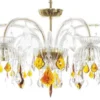 Casa Padrino Luxus Barock Kristall Kronleuchter Bernsteinfarben / Gold Ø 100 x H. 50 cm - Prunkvoller Kronleuchter mit edlem Kristallglas - Edel & Prunkvoll