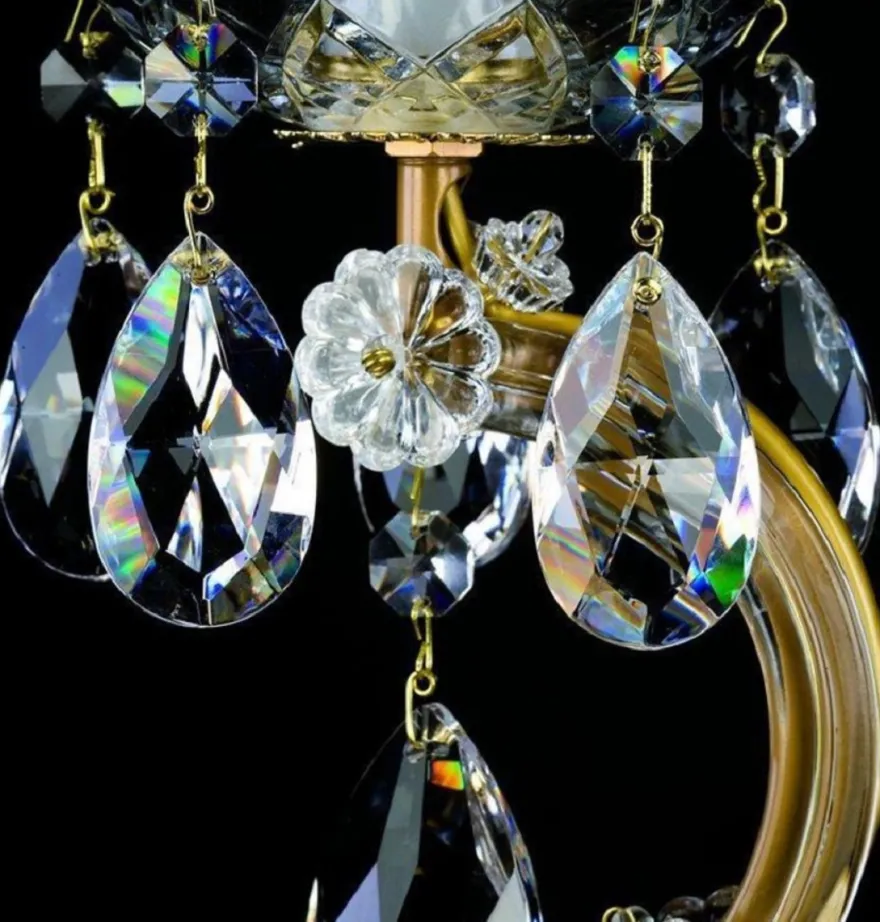 Casa Padrino Luxus Barock Kristall Tischleuchte Gold Ø 25 x H. 49 cm - Prunkvolle Schreibtischleuchte mit Böhmischem Kristallglas - Barock Kristall Leuchten
