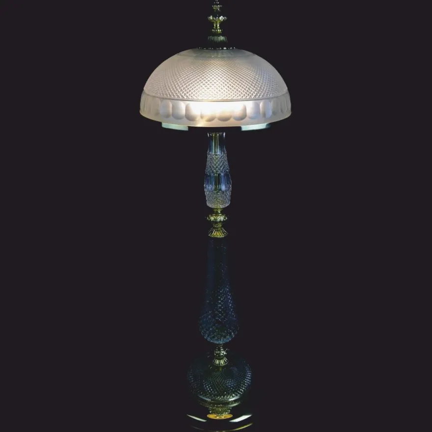 Casa Padrino Luxus Barock Kristall LED Stehleuchte Gold Glänzend Ø 35 x H. 107 cm