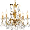 Casa Padrino Luxus Barock Kristall Kronleuchter Antik Gold Ø 50 x H. 56 cm - Prunkvoller Kronleuchter mit Böhmischem Kristallglas - Luxus Qualität