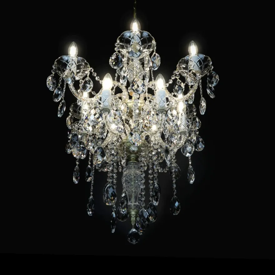 Casa Padrino Luxus Barock Kristall Kronleuchter Gold Ø 65 x H. 76 cm - Prunkvolle Messing Kronleuchter mit böhmischem Kristallglas - Barock Möbel - Edel & Prunkvoll