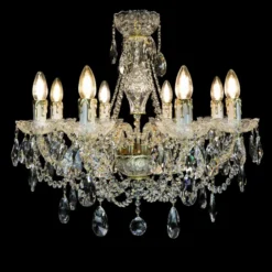 Casa Padrino Luxus Barock Kristall Kronleuchter Gold Ø 60 x H. 51 cm - Prunkvolle Messing Kronleuchter mit böhmischem Kristallglas - Barock Möbel - Edel & Prunkvoll