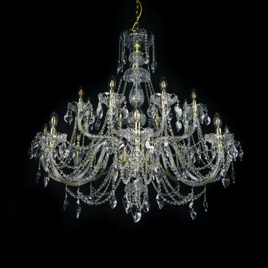 Casa Padrino Luxus Barock Kristall Kronleuchter Gold Ø 120 x H. 105 cm - Prunkvolle Messing Kronleuchter mit böhmischem Kristallglas - Barock Möbel - Edel & Prunkvoll