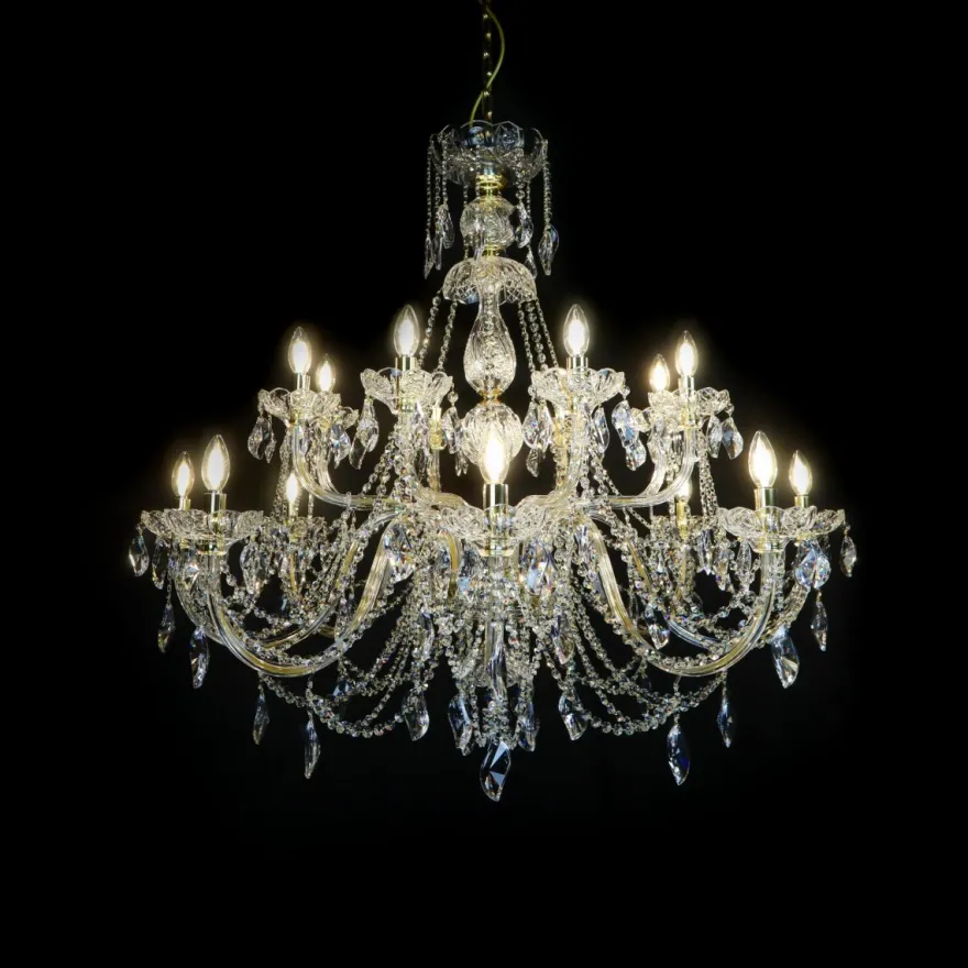Casa Padrino Luxus Barock Kristall Kronleuchter Gold Ø 120 x H. 105 cm - Prunkvolle Messing Kronleuchter mit böhmischem Kristallglas - Barock Möbel - Edel & Prunkvoll