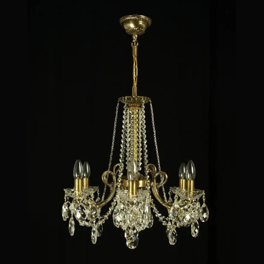 Casa Padrino Luxus Barock Kristall Kronleuchter Gold Ø 58 x H. 40 cm - Prunkvolle Messing Kronleuchter mit böhmischem Kristallglas - Barock Möbel - Edel & Prunkvoll