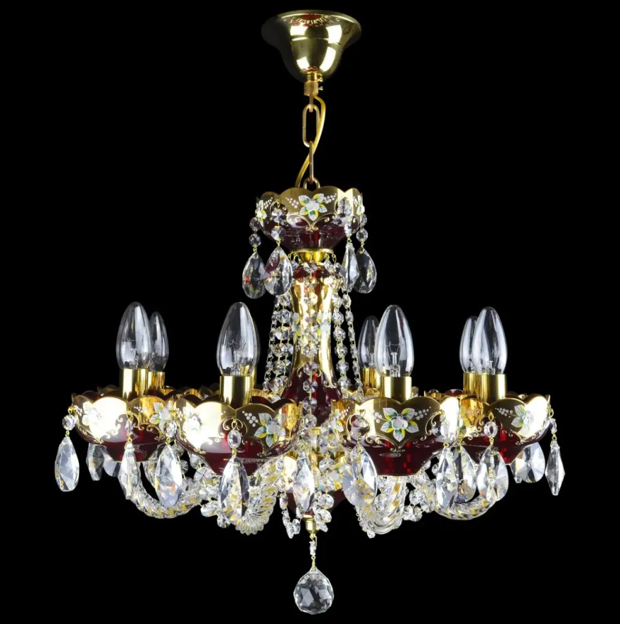 Casa Padrino Luxus Barock Kristall Kronleuchter Gold Ø 50 x H. 44 cm - Prunkvolle Messing Kronleuchter mit böhmischem Kristallglas - Barock Möbel - Edel & Prunkvoll