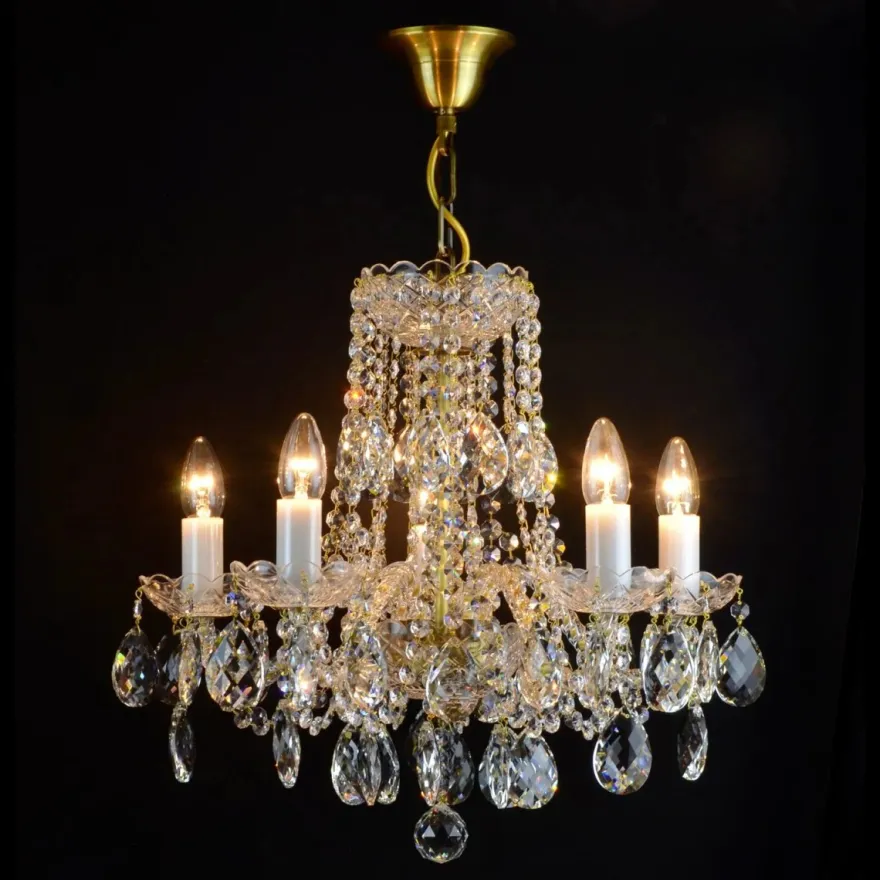 Casa Padrino Luxus Barock Kristall Kronleuchter Silber Ø 46 x H. 45 cm - Prunkvolle Messing Kronleuchter mit böhmischem Kristallglas - Barock Möbel - Edel & Prunkvoll