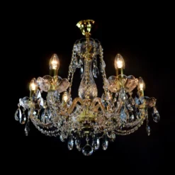 Casa Padrino Luxus Barock Kristall Kronleuchter Gold Ø 59 x H. 56 cm - Prunkvolle Messing Kronleuchter mit böhmischem Kristallglas - Barock Möbel - Edel & Prunkvoll